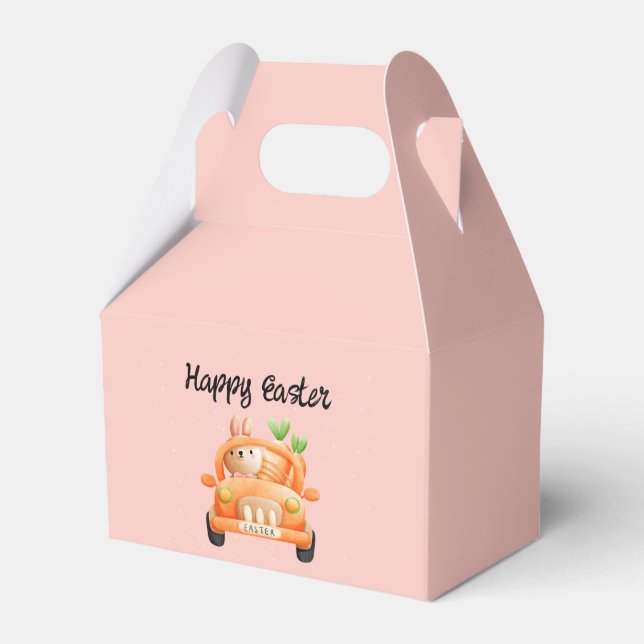 Happy Easter driver bunny on pink Favour Box (Front Side)