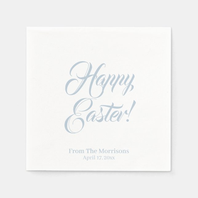 Happy Easter dusty blue custom script elegant cute Napkin (Front)