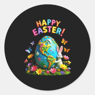 Happy easter earth day 2026 bunny world map easter classic round sticker