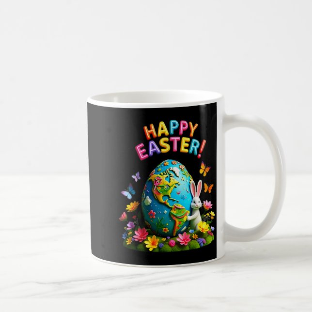 Happy easter earth day 2026 bunny world map easter coffee mug (Right)