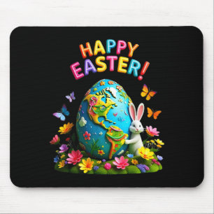 Happy easter earth day 2026 bunny world map easter mouse pad