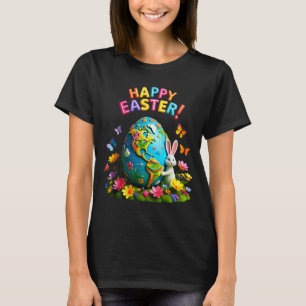 Happy easter earth day 2026 bunny world map easter T-Shirt