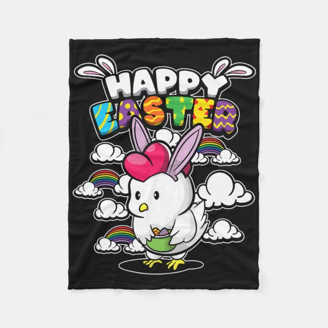 Happy Easter - Easter Animals - Disguised Chicken  Fleece Blanket (Front)