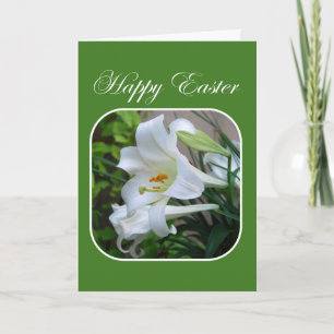 Happy Easter, Easter Blessings, White Lily Holiday Card