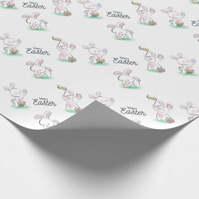 Happy Easter, Easter Bunnies Wrapping Paper (Corner)