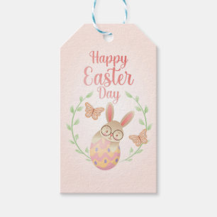 Happy Easter. Easter Bunny and Butterflies Gift Tags