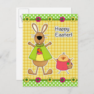 Happy Easter.Easter Bunny and Chick Postcards