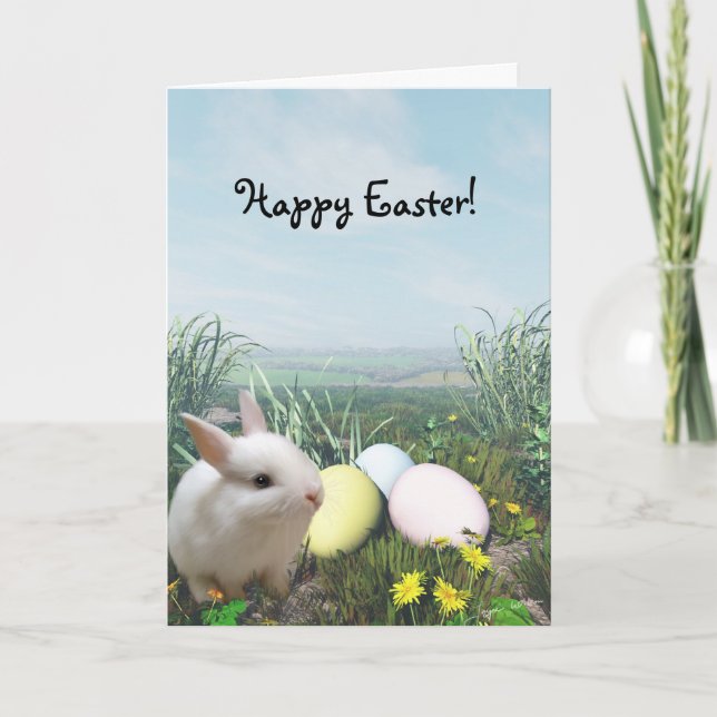Happy Easter! Easter Bunny and Easter Eggs card (Front)