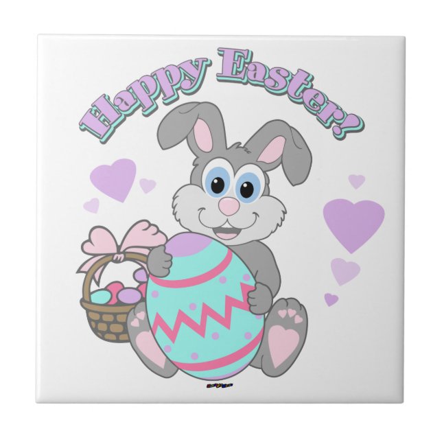 Happy Easter! Easter Bunny Ceramic Tile (Front)