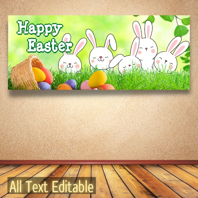 Happy Easter Easter Bunny Easter Egg Easter Basket Banner (Creator Uploaded)