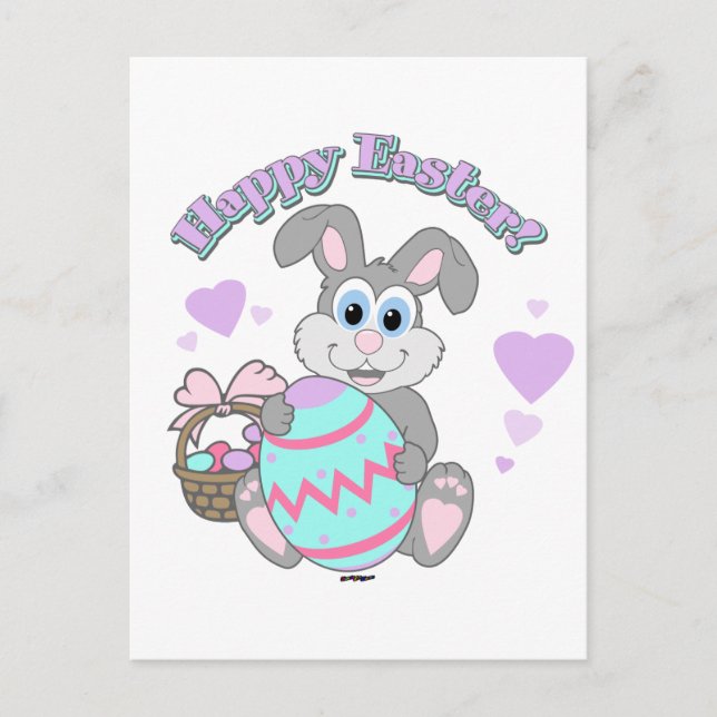 Happy Easter! Easter Bunny Holiday Postcard (Front)