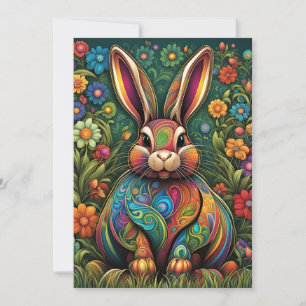Happy Easter - Easter bunny in flowers 2 Holiday Card