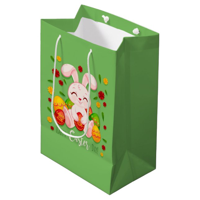 Happy Easter Easter Bunny Medium Gift Bag (Front Angled)