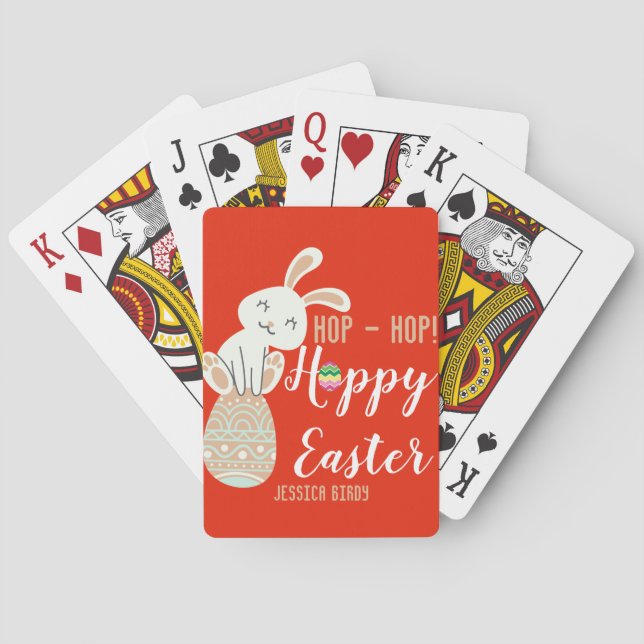  Happy Easter, easter bunny simple cute family Playing Cards (Back)