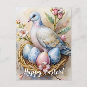 Happy Easter. Easter Dove.  Postcard