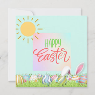 Happy Easter- Easter Eggs and Bunny Ears Card