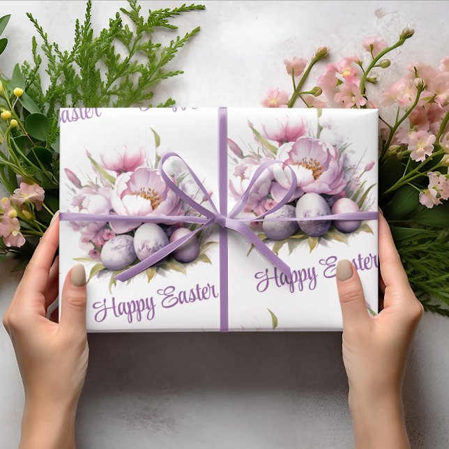 Happy Easter | Easter Eggs & Peonies | Easter Wrapping Paper (Creator Uploaded)