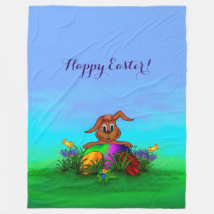 Happy Easter! Easter Rabbit Fleece Blanket