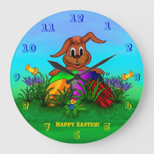 Happy Easter! Easter Rabbit Large Clock