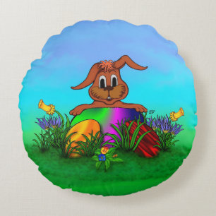 Happy Easter! Easter Rabbit Round Cushion