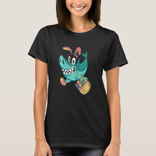 Happy Easter  Easter Shark Egg Hunt T-Shirt (Front)
