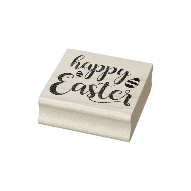 Happy Easter | Easter Themed Typography Text Rubber Stamp (Stamp)