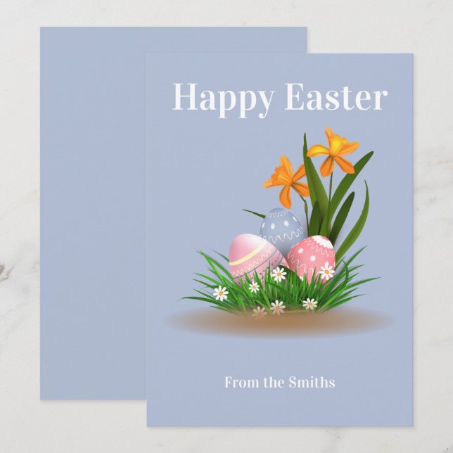 Happy easter egg and grass holiday card (Front/Back)