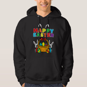 Happy Easter Egg Basket Bunny Ears Hoodie