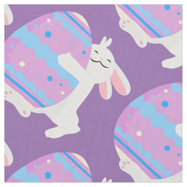 happy Easter Egg Bunny rabbit Fabric (Close Up)