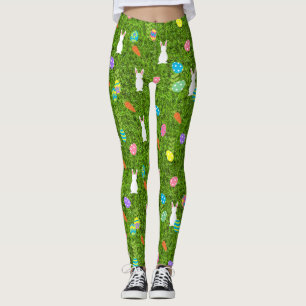 happy Easter Egg Bunny rabbit kawaii grass Leggings