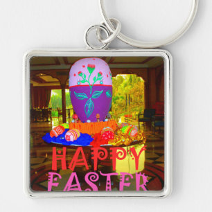 Happy Easter Egg Centerpiece for Spring Key Ring