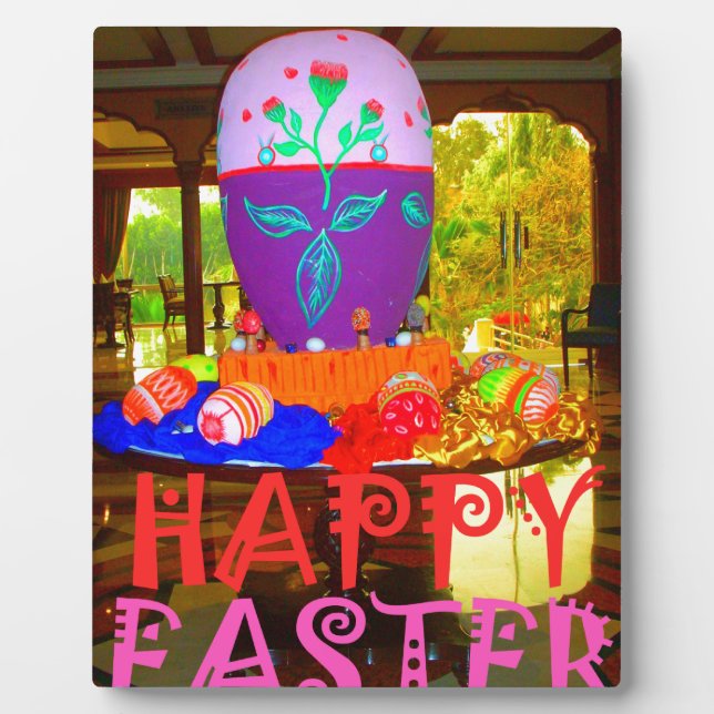 Happy Easter Egg Centerpiece for Spring Plaque (Front)