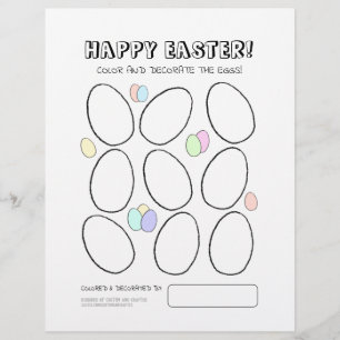 Happy Easter Egg Colouring Page w/ Cute Egg Patter