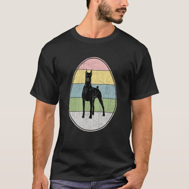 Happy Easter Egg Dobermann Dog Graphic  Easter Day T-Shirt (Front)
