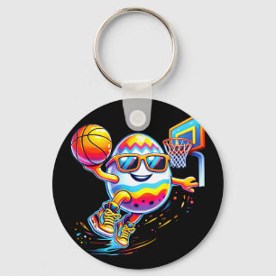 Happy easter egg dunking bunny basketball boysHapp Key Ring