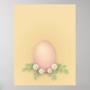 Happy Easter Egg & Flowers  Poster