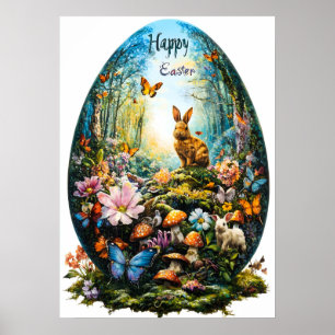 Happy Easter Egg Forest Nature Poster