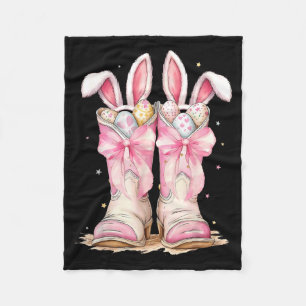Happy Easter Egg Howdy Western Cowboy Boots Bunny Fleece Blanket
