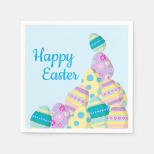 Happy Easter Egg Hunt Modern Illustration Napkin