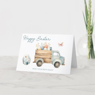 Happy Easter Egg Hunt Truck Holiday Card