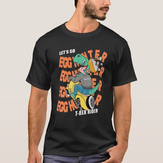 Happy Easter Egg Hunter T Rex Egg Basket Easter Da T-Shirt (Front)