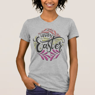 Happy Easter Egg on Grey T Shirt