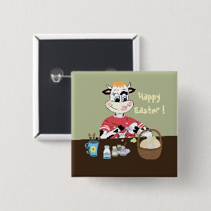 Happy Easter egg painting event button