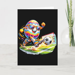 Happy Easter Egg Playing Soccer Lovers Boys Kids T Card