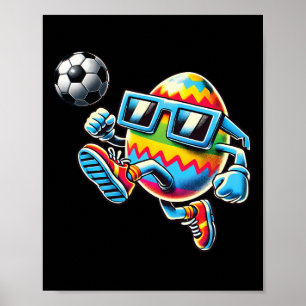 Happy Easter Egg Playing Soccer Lovers Boys Kids T Poster