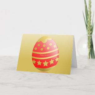 Happy Easter Egg Red Gold Chic Card