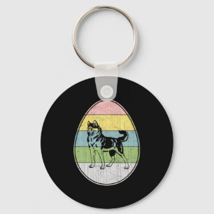 Happy Easter Egg Siberian Husky Dog Graphic Funny Key Ring