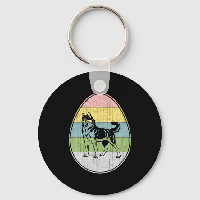 Happy Easter Egg Siberian Husky Dog Graphic Funny  Key Ring (Front)