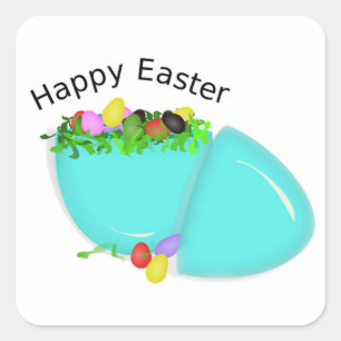 "HAPPY EASTER" EGG SQUARE STICKER