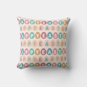 Happy Easter Egg Typography Pattern Cushion